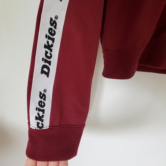 Dickies Burgundy Cropped Zip-Up Track Jacket (Medium) - Picture 2 of 8